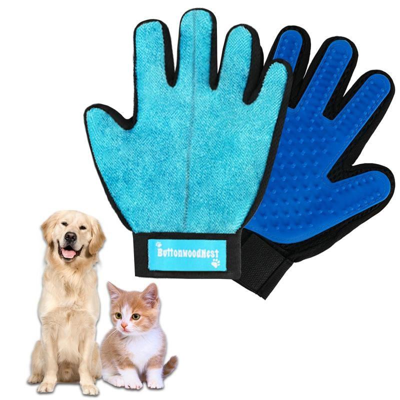 Experience Effortless Grooming with ButtonwoodNest Double-Sided Pet Hair Removal Gloves - Buy One Get One Free!