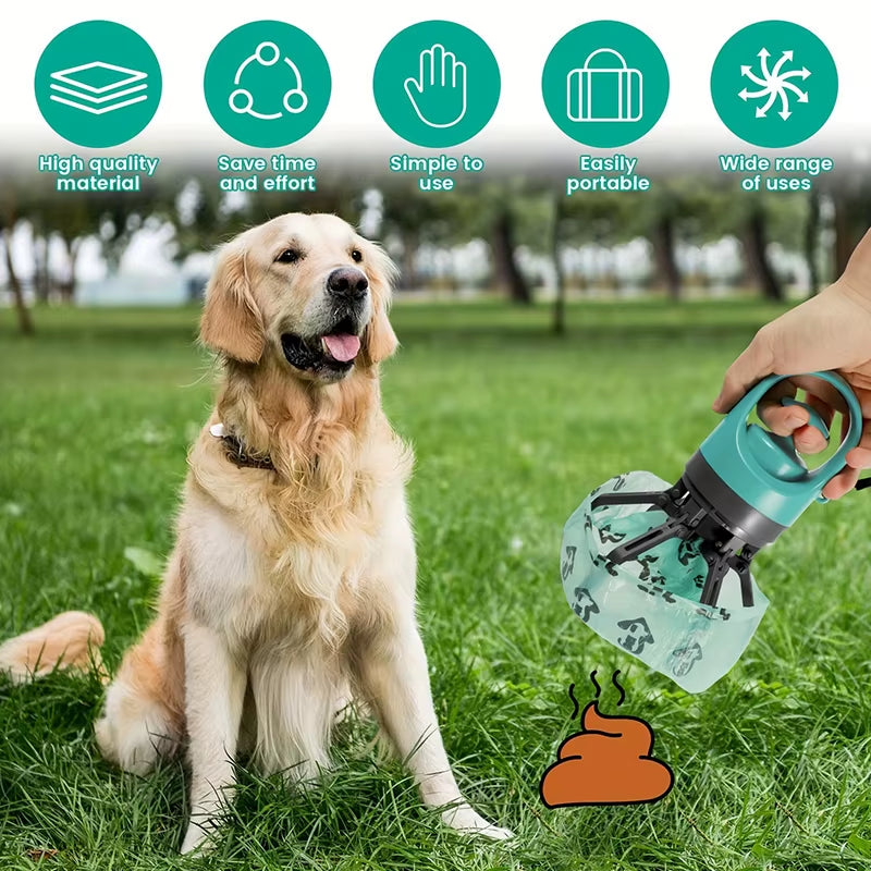 Ultimate Portable Dog Pooper Scooper: Effortless Outdoor Pet Waste Cleanup with Built-In Garbage Bags and No-Touch Design