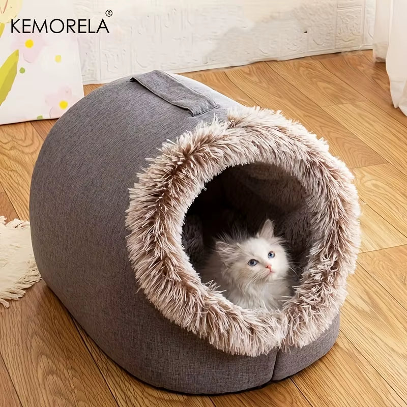 Cozy & Portable Cat Bed - Thickened Warm Sleeping Bed with Handle for Ultimate Comfort