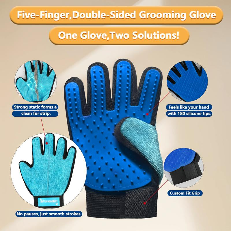 Experience Effortless Grooming with ButtonwoodNest Double-Sided Pet Hair Removal Gloves - Buy One Get One Free!