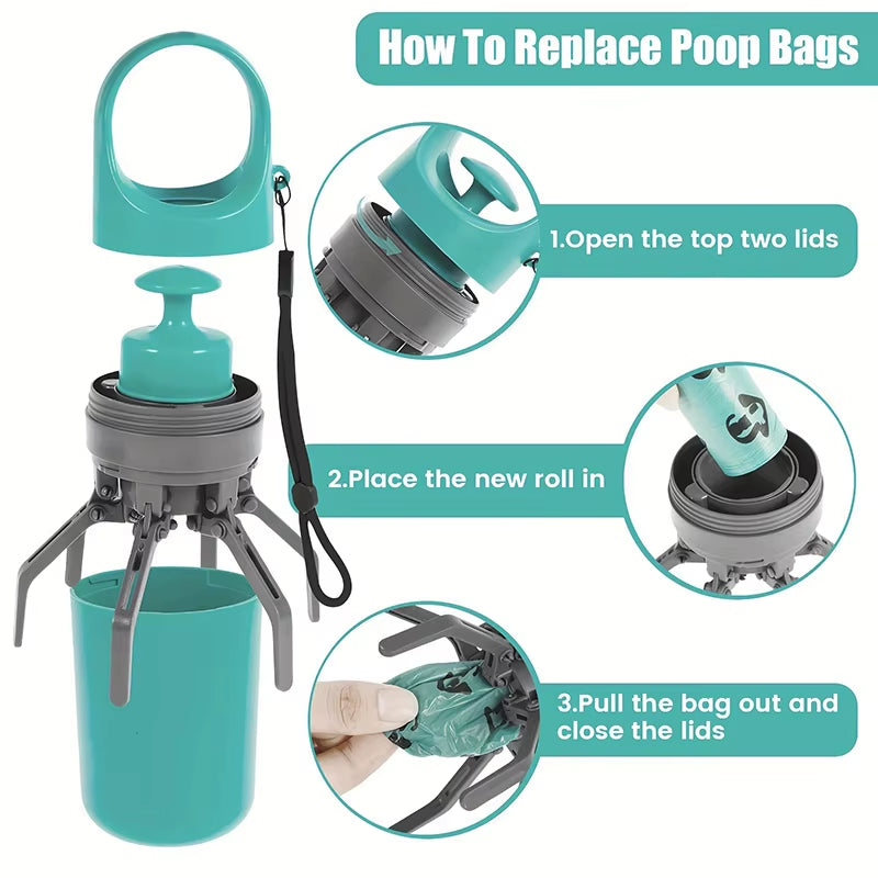 Ultimate Portable Dog Pooper Scooper: Effortless Outdoor Pet Waste Cleanup with Built-In Garbage Bags and No-Touch Design